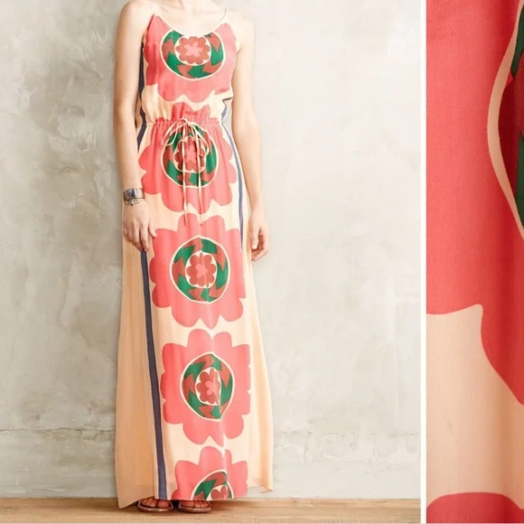 Anthropologie Silk Mira Costa Maxi Dress - XSP - Picture 2 of 5